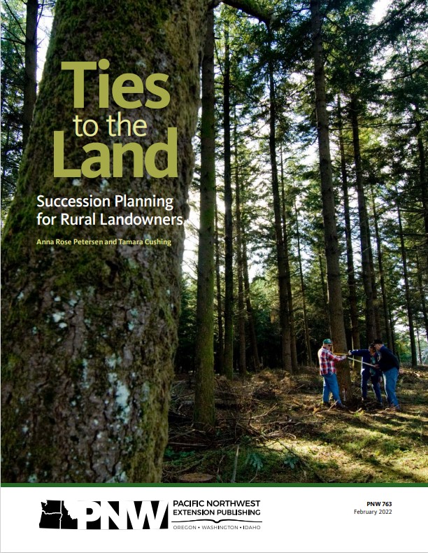 Front cover of the Ties to Land: Succession Planning for Rural Landowners publication