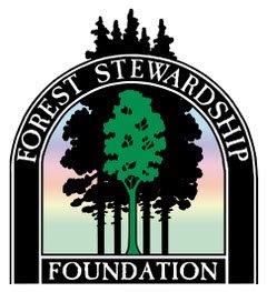 montana forest stewardship foundation's logo with illustrated deciduous trees in front of conifer trees