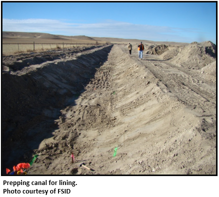 Photo of the canal being prepared for lining