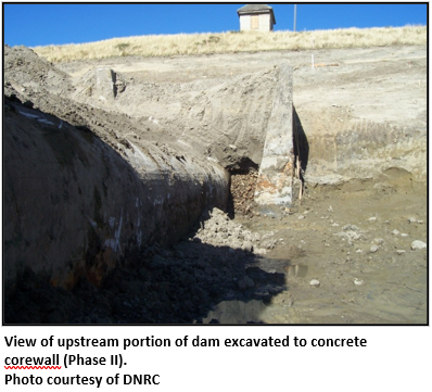 Photo of construction of grouted rock dam